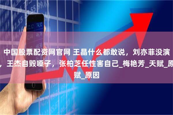 中国股票配资网官网 王晶什么都敢说，刘亦菲没演技，王杰自毁嗓子，张柏芝任性害自己_梅艳芳_天赋_原因